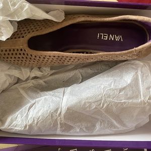 Vaneli Truffle Suede Slip-On Wedges Size 8